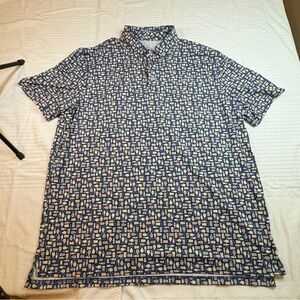 Southern Tide Blue Glass Bottle Patterned Polo Shirt
